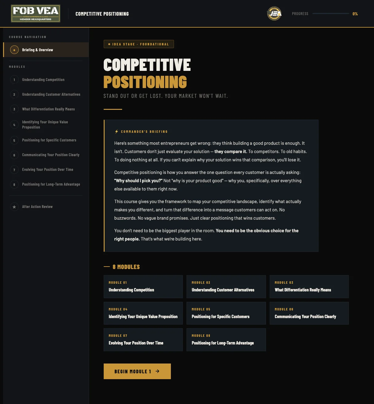 FOB VEA Guided Courses screenshot